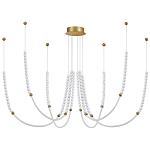 Люстра подвесная с 6-ю изогнутыми плафонами и белыми декоративными шариками PEARLS Suspension варинант исполнения - 1 | Loft Concept в Барнауле