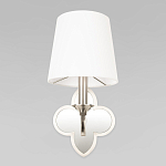 Бра с белым текстильным абажуром и декоративным основанием в виде четырехлистника с зеркальной вставкой Vitorino варинант исполнения - 22 | Loft Concept в Барнауле