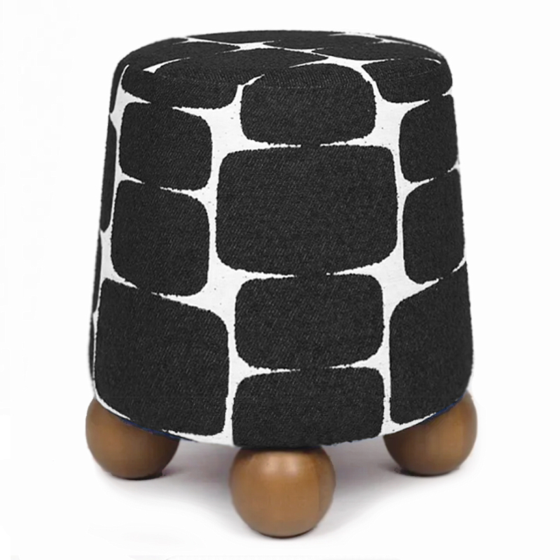 Пуф Wakonda Черно-Белый с круглыми ножками Белый Черный Коричневый в Барнауле | Loft Concept 