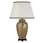 Настольная лампа восточная с основанием из керамики серебряная с цветочным и лиственным декором и белым плиссированным абажуром Elstead Lighting варинант исполнения - 1 | Loft Concept в Барнауле