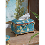 Салфетница прямоугольная голубого цвета с цветами и бабочками Blue Garden варинант исполнения - 3 | Loft Concept в Барнауле