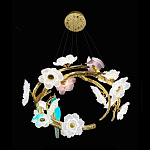 Люстра круглая на золотом каркасе с птичками и цветочным декором Miscellaneous herbs варинант исполнения - 8 | Loft Concept в Барнауле