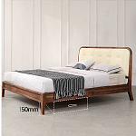 Кровать двуспальная с каркасом из дерева и мягким изголовьем Moon Walnut Bed варинант исполнения - 6 | Loft Concept в Барнауле