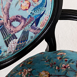 Полукресло из массива бука бирюзовое с изображением птиц и цветов Turquoise Chinoiserie Garden Chair варинант исполнения - 4 | Loft Concept в Барнауле