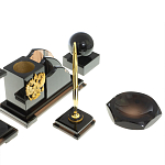 Настольный письменный набор с часами из природного камня обсидиана National Еmblem варинант исполнения - 5 | Loft Concept в Барнауле