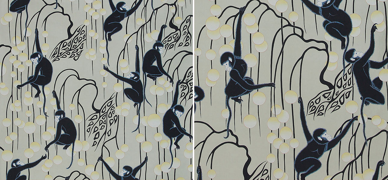 Обои ручная роспись Deco Monkeys Terracotta on Icefield dyed silk Обои ручная роспись Deco Monkeys Terracotta on Icefield dyed silk - Loft-Concept в Барнауле