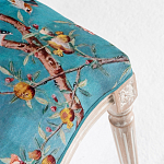 Стул из массива бука бирюзовый с изображением птиц и цветов Turquoise Beige Chinoiserie Peach Garden Chair варинант исполнения - 4 | Loft Concept в Барнауле