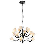 Люстра подвесная черного цвета с ветвями и белыми фарфоровыми цветами Floralis варинант исполнения - 4 | Loft Concept в Барнауле