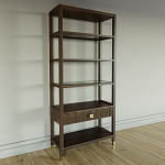 Стеллаж Elsa Dreams Walnut со стеклянными полками и ящиком варинант исполнения - 1 | Loft Concept в Барнауле