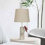 Настольная лампа с тканевым абажуром и основанием в виде птицы на дереве Simurq варинант исполнения - 3 | Loft Concept в Барнауле