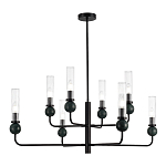 Люстра с 8-ю плафонами в форме стеклянных трубок и мраморных декоративных элементов Montreal варинант исполнения - 1 | Loft Concept в Барнауле