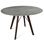 Стол обеденный с серой овальной столешницей из керамики на четырех деревянных ножках Gray Ceramics варинант исполнения - 1 | Loft Concept в Барнауле