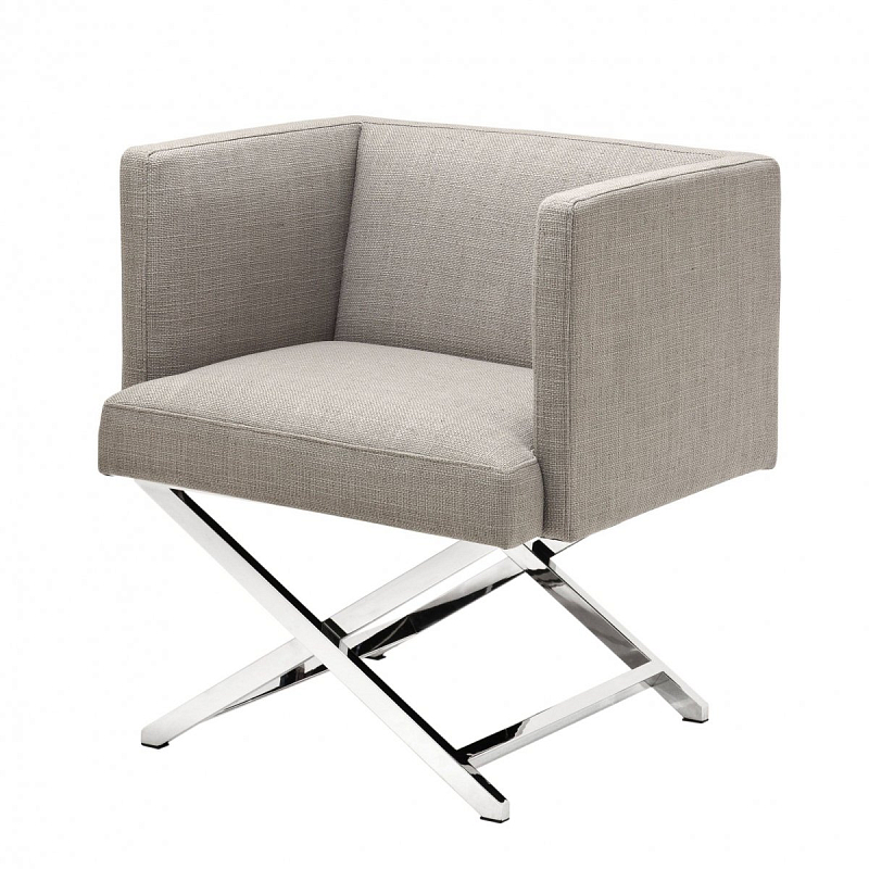 Кресло Eichholtz Chair Dawson Sand Бежево-серый Нержавеющая сталь Кресло Eichholtz Chair Dawson Sand Бежево-серый Нержавеющая сталь в Барнауле | Loft Concept