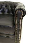 Кресло кожаное с мягкими подлокотниками на 4-х деревянных ножках Logan Leather Armchair black 2 варинант исполнения - 2 | Loft Concept в Барнауле