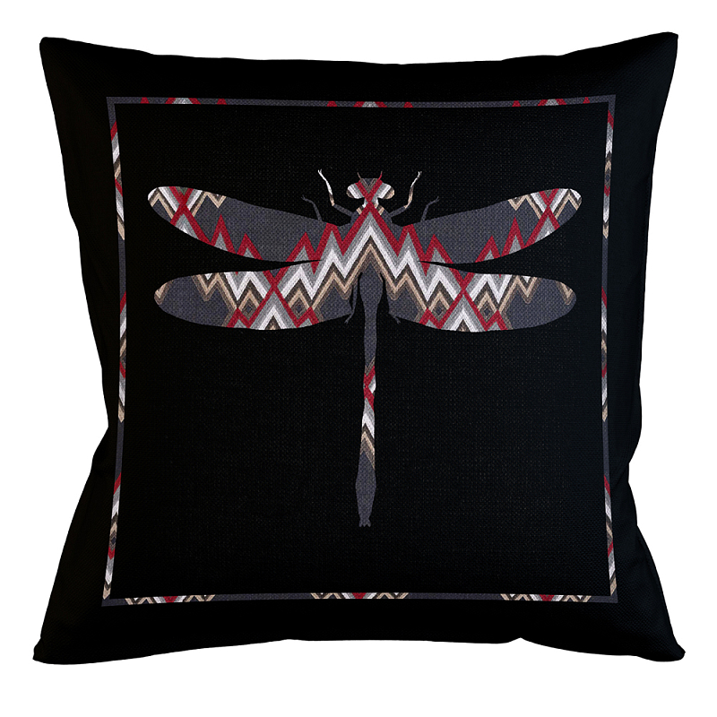 Подушка декоративная стрекоза цветной орнамент Ikat Pattern Мульти Бежевый Черный Подушка декоративная стрекоза цветной орнамент Ikat Pattern Мульти Бежевый Черный в Барнауле | Loft Concept