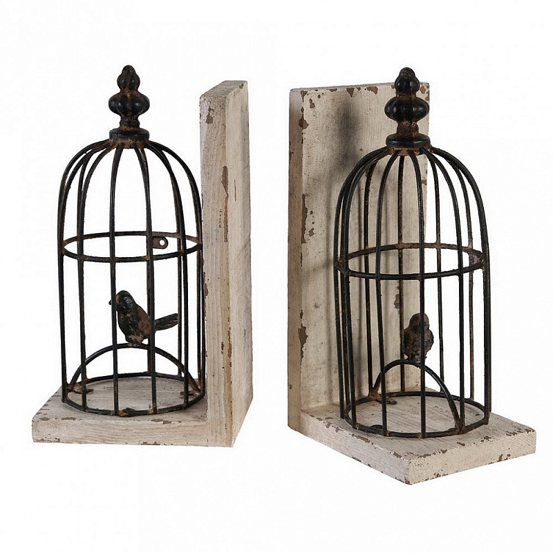 Держатель для книг Birds In Cage Бежево-серый Коричневый Держатель для книг Birds In Cage Бежево-серый Коричневый в Барнауле | Loft Concept