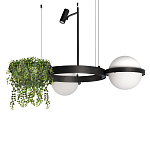 Подвесной светильник с 2-мя шарообразными плафонами и цилиндрическим спотом Light of Еyes варинант исполнения - 1 | Loft Concept в Барнауле