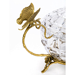 Конфетница из прозрачного рельефного стекла с ручками в виде стрекоз и фигуркой лебедя Eden Garden варинант исполнения - 2 | Loft Concept в Барнауле