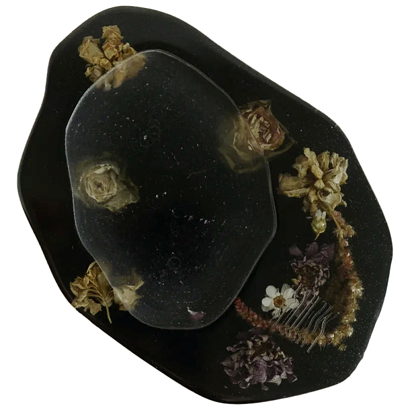 Подставка из эпоксидной смолы с цветами черная Epoxy Resin Flowers Black Черный Подставка из эпоксидной смолы с цветами черная Epoxy Resin Flowers Black Черный в Барнауле | Loft Concept