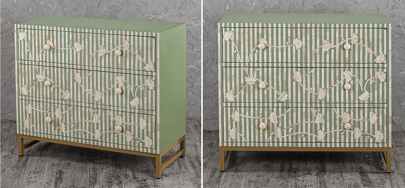 Комод зеленый инкрустация костью Green Flowers Комод зеленый инкрустация костью Green Flowers - Loft-Concept в Барнауле