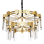 Двухъярусная люстра с прямоугольными хрустальными плафонами Glass Rectangles Gold Chandelier 76 варинант исполнения - 1 | Loft Concept в Барнауле