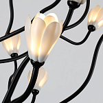 Люстра подвесная черного цвета с ветвями и белыми фарфоровыми цветами Floralis варинант исполнения - 13 | Loft Concept в Барнауле