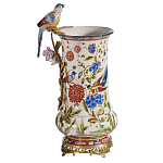 Ваза фарфоровая с птицей на бронзовой ветке и цветочной росписью Garden of Eden варинант исполнения - 5 | Loft Concept в Барнауле