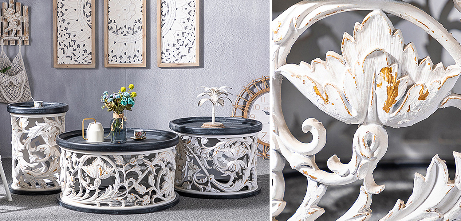 Кофейный стол Fleurette Provence Black White Coffee Table 80 Кофейный стол Fleurette Provence Black White Coffee Table 80 - Loft-Concept в Барнауле