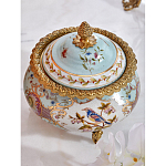 Шкатулка с крышкой из голубого фарфора с риунком птиц и цветов Blue Garden варинант исполнения - 2 | Loft Concept в Барнауле