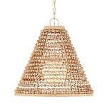 Подвесной светильник в форме колокола из деревянных бусин Wooden Beads варинант исполнения - 1 | Loft Concept в Барнауле