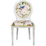 Стул светло-серый из натурального бука с изображением птиц и цветов Blooming Blue Birds варинант исполнения - 1 | Loft Concept в Барнауле