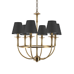 Люстра на металлическом основании бронзового цвета с 6-ю черными конусовидными абажурами Dignity варинант исполнения - 2 | Loft Concept в Барнауле