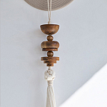 Аксессуар на стену диск с деревянными бусинами Wall Decor Thread Disc  варинант исполнения - 2 | Loft Concept в Барнауле