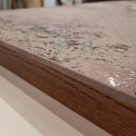 Стол обеденный с коричневой квадратной столешницей из керамики на четырех деревянных ножках Brown Ceramics варинант исполнения - 2 | Loft Concept в Барнауле