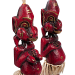 Комплект из 2-х деревянных статуэток Asmat Straw Headdress Statuettes Red варинант исполнения - 3 | Loft Concept в Барнауле