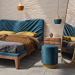 Пуф синий велюр на золотом металлическом основании Golden Belt варинант исполнения - 4 | Loft Concept в Барнауле