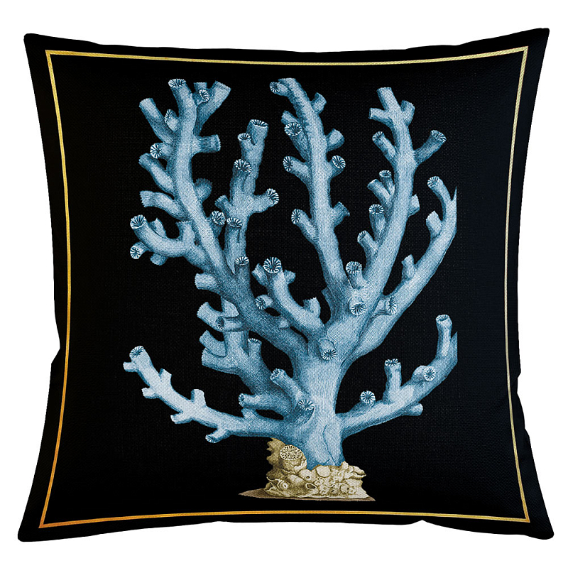 Декоративная подушка Blue Coral Бежевый Черный Морская синь Декоративная подушка Blue Coral Бежевый Черный Морская синь в Барнауле | Loft Concept