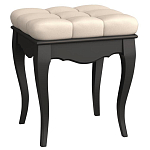 Пуф из массива бука с бежевой обивкой из велюра White Provence Black Provence варинант исполнения - 1 | Loft Concept в Барнауле