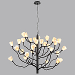 Люстра подвесная черного цвета с ветвями и белыми фарфоровыми цветами Floralis варинант исполнения - 12 | Loft Concept в Барнауле