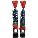 Комплект из 2-х деревянных статуэток Asmat Straw Headdress Statuettes Multicolor варинант исполнения - 2 | Loft Concept в Барнауле