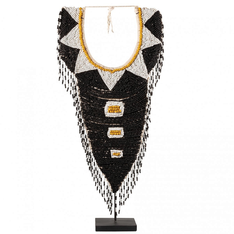 Африканское Ожерелье на подставке NECKLACE BEADS BLACK WHITE MUSTARD Черный Африканское Ожерелье на подставке NECKLACE BEADS BLACK WHITE MUSTARD Черный в Барнауле | Loft Concept