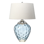 Настольная лампа со белым конусным абажуром и прозрачным голубым стеклянным основанием Quintiesse варинант исполнения - 1 | Loft Concept в Барнауле