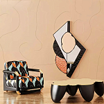 Дизайнерский журнальный стол округлой формы чёрный с золотой столешницей Fufem варинант исполнения - 1 | Loft Concept в Барнауле