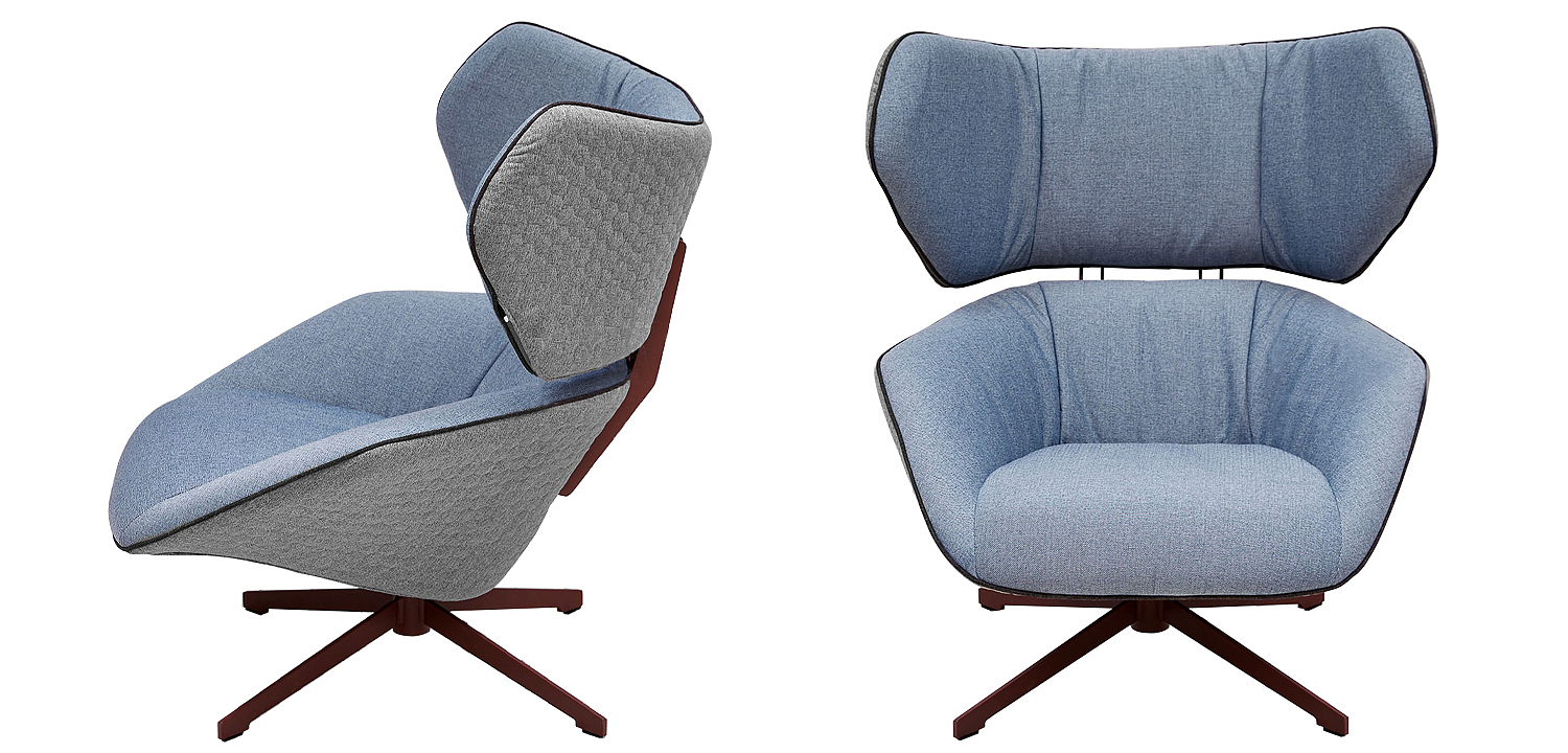 Вращающееся кресло с двухцветной обивкой Wilder Armchair голубой и серый Вращающееся кресло с двухцветной обивкой Wilder Armchair голубой и серый - Loft-Concept в Барнауле
