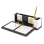 Настольный письменный набор из белого мрамора и змеевика Marble Accessory варинант исполнения - 2 | Loft Concept в Барнауле