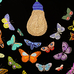 Картина ручная вышивка бисером Бабочки Butterflies and Light Bulb варинант исполнения - 3 | Loft Concept в Барнауле