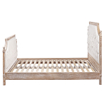 Кровать двуспальная светло-бежевая с основанием из массива дуба с мягким изголовьем Flax Beds варинант исполнения - 2 | Loft Concept в Барнауле