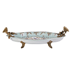 Блюдо овальное из голубого фарфора с ручками в виде бабочек и цветочным рисунком Blue Garden варинант исполнения - 1 | Loft Concept в Барнауле