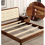 Кровать двуспальная с каркасом из дерева и мягким изголовьем Moon Walnut Bed варинант исполнения - 5 | Loft Concept в Барнауле