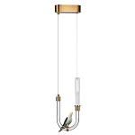 Подвесной светильник с декоративной фигуркой птицы на прозрачной изогнутой трубке Ganthea варинант исполнения - 2 | Loft Concept в Барнауле